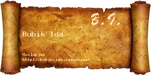 Bubik Ida névjegykártya